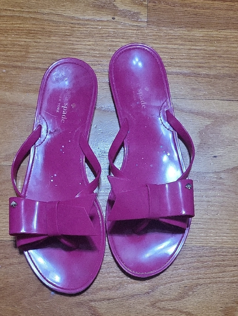 kate spade Fuchsia Bow Slide Sandals